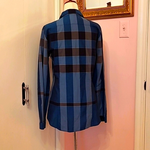 BURBERRY blue plaid button down shirt - Picture 2 of 5